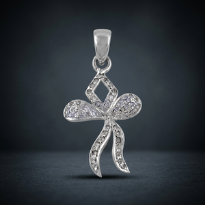 Art Palace Pendentif classique unisexe en argent sterling 925 avec breloque nœud papillon et zircone cubique pavée, plaqué rhodium, pour usage quotidien - Product Image 1