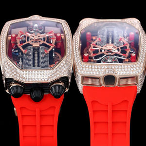 Montre mécanique automatique de luxe pour homme en moissanite et diamant, montre-bracelet en or noir super cool avec moteur turbine - Product Image 3