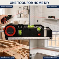 Livella Laser Rossa Multifunzione, Linea Orizzontale e Verticale, Livella a 4 Bolle con Metro a Nastro 3M per Costruzioni e Fai-da-Te