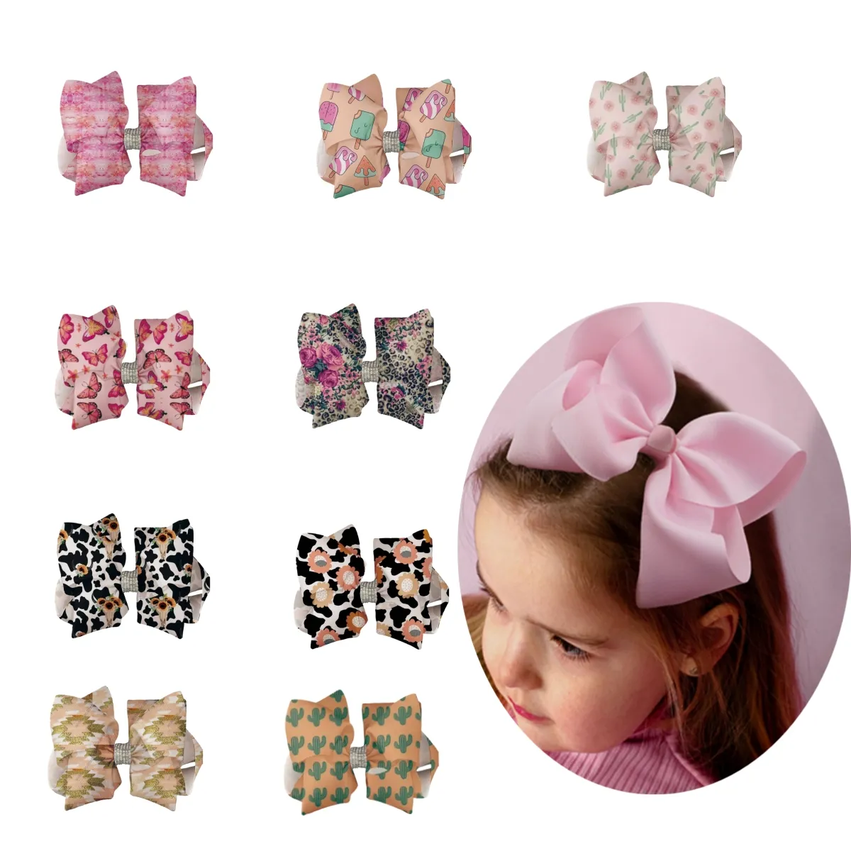 Aksesoris rambut anak perempuan motif bunga modis ikat kepala klip rambut indah manis simpul untuk anak perempuan kecil
