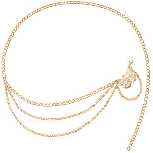 Chaîne de taille en métal tendance, papillon doré, chaîne de corps multicouche pour femme, accessoire décontracté pour jupe - Product Image 5