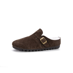 Sabots en daim d'hiver personnalisés en gros pour femmes, garde au chaud, mules d'hiver en vraie <span class=keywords><strong>laine</strong></span>, pantoufles confortables, chaussures en peluche - Product Image 2