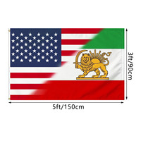 Drapeau 3x5 pieds Lion Soleil Persan Américain en Polyester Robuste, Bannière Combinée USA Iran avec Œillets en Laiton, Drapeau Polyester Ancien Drapeau Persan