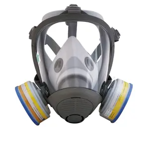 Görünüm tutmak anti-sis çift katmanlı tasarım silikon tam yüz koni gaz maskesi İtfaiyeciler için kimyasal mayın
