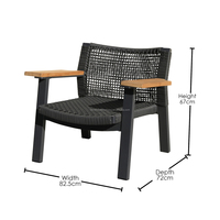 Sillón Individual Moderno de Ratán y Aluminio OSMEN SPAIN con Brazos de Teca - Muebles de Exterior para Patio y Balcón