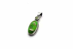 Pendentif en turquoise verte naturelle, fait main, en argent sterling 925, bijoux pour femmes, mode bohème, pendentif en argent, fournisseur en gros - Product Image 2