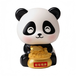 Panda porte-bonheur solaire à tête oscillante automatique, en ABS, mignon, pour tableau de bord de voiture, bureau, décoration intérieure - Product Image 3