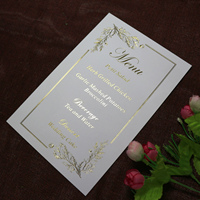 Tarjeta de Menú de Boda Minimalista en Papel Blanco, Personalizada con Estampado Dorado en Caliente, Borde Floral, Menú de Mesa para Banquete de Boda y Recepción