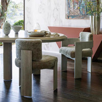 Fauteuil individuel décontracté de style Wabi-sabi du milieu du siècle, design moderne et minimaliste, en bois massif, rétro, avec accoudoirs, chaise de salle à manger en laine d'agneau
