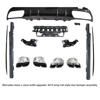 Nouveau kit de modernisation/amélioration pour pare-chocs avant et embout d'échappement arrière Mercedes-Benz Classe C AMG W205 C63 en ABS+PP, à fixer par boulons