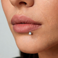 Piercing Labret Griffe de Dragon en Opale Blanche, Acier Chirurgical 316L, pour Lèvre, Monroe, Méduse, Hélix, Tragus, Cartilage, 16G