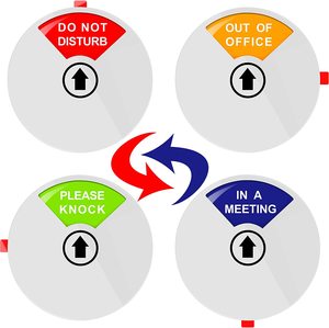 Targa Girevole per Porta Ufficio: Lavoro da Casa, Fuori Ufficio, Non Disturbare, Benvenuti, Sono Fuori per un Momento, In Riunione, Indicatore di Privacy - Product Image 3