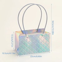 Sac en papier matelassé irisé de qualité supérieure pour bouquet de fleurs, sac fourre-tout pliable holographique pour fleuriste, sac cadeau en gros pour fleurs