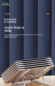 Support pour ordinateur portable pliable en métal Wayon, hauteur réglable avec coussin en silicone pour bureau à domicile, design ergonomique - Product Image 3