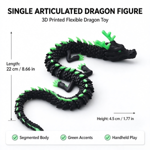 Figurine de dragon noir et vert imprimée en 3D, articulée, animal fantastique, qui brille dans le noir, décoration d'intérieur, ornement de bureau - Product Image 4