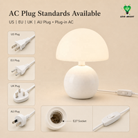 Lampe de table LED flexible en céramique en forme de champignon, réglable, avec prise AC E27/E26, pour la décoration de la chambre à coucher et de la maison