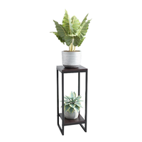 Support à plantes à 2 niveaux, étagère en fer forgé et bois, 3 hauteurs 55/75/95 cm, style nordique pour salon intérieur