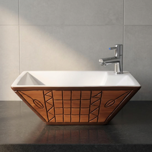 Lavabo Carré Moderne en Granit pour Hôtel, Design Tendance, Lavabo Artisanal pour Salle de Bain, Vasque à Poser sur Comptoir - Product Image 3