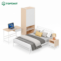 Ensemble de mobilier de chambre Topohut Nordic Simple Blanc Acier-Bois 4 pièces pour appartement jeune et dortoir étudiant - Projet en gros