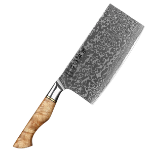 Cuchillo de chef hecho a mano PASHA ENTERPRISES, tipo Cleaver de Damasco, con mango ergonómico de madera y cuero, cuchillos de cocina para chef al por mayor. - Product Image 1