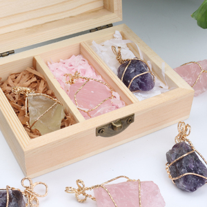 Pendentif en cristal naturel brut de quartz rose et d'améthyste, chaîne de pull en soie - Product Image 6