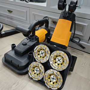 Meilleure vente, meuleuse à béton industrielle multifonction 2200w, 4 têtes, portative, avec garde-corps anti-poussière - Product Image 1