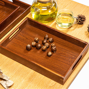 Ebony Wood <b>Tray</b> Rectangular Double Handle For Home Hotel <b>Tea</b> Room Use - Product Image 1