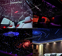 Plafonnier à fibres optiques 12W, effet ciel étoilé scintillant et météores 2-en-1, contrôlable par application, avec étoiles filantes blanches et activation musicale, pour voiture et maison