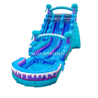 Toboggan aquatique gonflable électrique de 20 pieds à double piste avec piscine amovible, château gonflable et toboggan aquatique pour fête