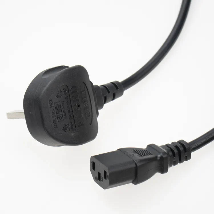 UK Standard AC Power Cord Free Sample 3Pin Plug UK 3 Pin Power Cable For Computer