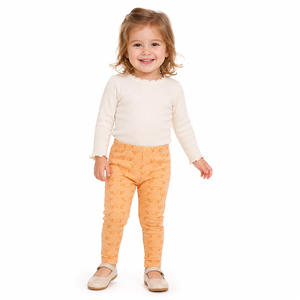 <span class=keywords><strong>Leggings</strong></span> per Bambine con Stampa Cuori <span class=keywords><strong>Arancioni</strong></span>, Elastico in Vita, Tessuto Morbido in Cotone per Uso Quotidiano - Product Image 5