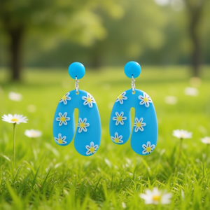 Pendientes Colgantes de Moda, Diseño de Flor Acrílica Azul, Joyería de Diseño, Accesorios para Mujer, Juego de 12 Piezas - Product Image 2