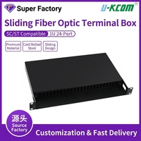 Harga Pabrik 1U 24 Port Sliding Fiber Optic Patch Panel 19 Inch Rack Mount SC ST Kotak Terminal Optik Baja Rol Dingin ODF