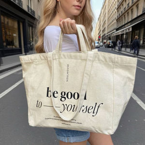 Sac fourre-tout en toile de coton avec logo personnalisé, grande capacité, réutilisable, pour femmes, cadeau promotionnel, OEM, vente en gros - Product Image 5