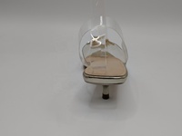 Nouvelles sandales en plastique 2025, chaussures à la cheville pour femmes, strass dorés, talons aiguilles, bouts pointus, styles printemps et été
