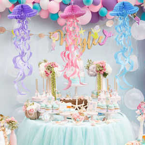 DIY plegable colgante tejido panal medusas papel linterna sirena tema bebé niña cumpleaños fiesta <span class=keywords><strong>Fondo</strong></span> pared Decoración - Product Image 3