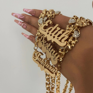 Collar de cadena de oso de peluche con placa de identificación de doble capa 3D de diamante personalizado para mujer con regalo dorado chapado en rodio - Product Image 3