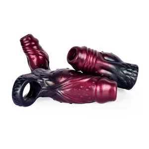 Großhandel amazon heißer verkauf gemischte farbe hohl penis kondom verlängerung dick offen hund knoten leder kondom männer tragen wolfspangen