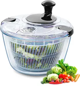 Secador rápido Push Ensalada Spinner Deshidratador Mango manual Almacenamiento de verduras Escurridor Secador Cesta