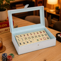 Boîte de rangement portable pour tuiles de mahjong en cuir PU, avec logo personnalisé, OEM, vente en gros, intérieur en velours, fermeture à pression