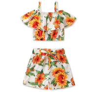 Ensembles de vêtements adorables pour filles, imprimés de fleurs, tenues personnalisées pour enfants, 2 pièces, vêtements décontractés pour bébé fille à volants