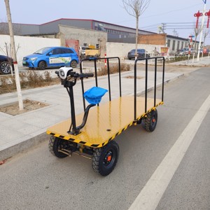 משאית שטוחה תלת-גלגלים חשמלית שטוחה לטיפול בחומר עיצוב ישיבה-לעמדת מטען-משיכת הדלי - Product Image 4