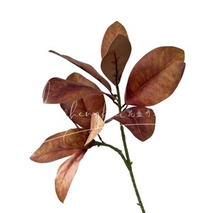 <b>Artificial</b> Magnolia Branch With Fruit Brown Leaves PVC Home Decor Flower Arrangement - Product Image 2