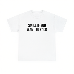 Smile If You Want To F*ck White T-shirt promozionale unisex a maniche corte con scollo rotondo per adulti - Product Image 3