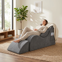 Canapé-lit ergonomique moderne une place, fauteuil inclinable convertible avec dossier capitonné en éponge et housse en velours côtelé pour salon