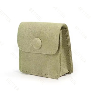 Pochette en microfibre verte Logo personnalisé <span class=keywords><strong>1</strong></span> fermeture bouton collier pochette à bijoux - Product Image 1