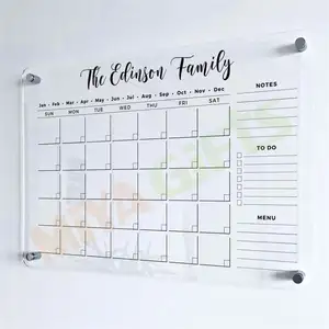 individueller monatlicher wöchentlicher wandkalender vertikal schreibbar acryl-brett klar transparent planer trockene löschung organizer