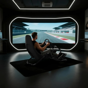 Support de cockpit de simulateur de course robuste et personnalisable, entièrement réglable, en acier, pour simulateur de course anglais, avec siège souple et pédales, compatible Direct Drive - Product Image 6