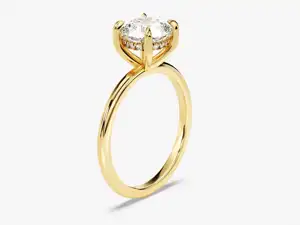 1-2 CT חיתוך עגול הילה טבעת סוליטר טבעת אירוסין עם טבעת יהלום הבטחה של להקה נסתרת זהב