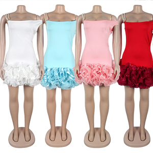 CW3288 Mini Abito <span class=keywords><strong>Elegante</strong></span> con Volant, <span class=keywords><strong>Vestito</strong></span> Aderente da <span class=keywords><strong>Donna</strong></span> per Feste di Compleanno e Club, Collezione 2025, Abito Corto Femminile - Product Image 2